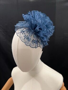 Navy Lace Floral Fascinator Headpiece for Women